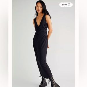 Free People Lyla Midi Dress in Black. Size Medium. NWOT